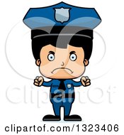 Clipart Of A Cartoon Mad Hispanic Boy Police Officer Royalty Free Vector Illustration