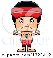 Cartoon Mad Hispanic Boy Lifeguard