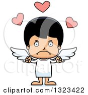Clipart Of A Cartoon Mad Hispanic Cupid Boy Royalty Free Vector Illustration