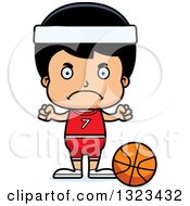 Poster, Art Print Of Cartoon Mad Hispanic Boy Basketball Player