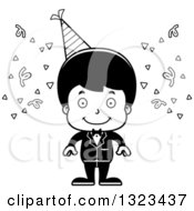 Lineart Clipart Of A Cartoon Black And White Happy Hispanic Party Boy Royalty Free Outline Vector Illustration