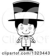 Lineart Clipart Of A Cartoon Black And White Happy Hispanic Boy Circus Ringmaster Royalty Free Outline Vector Illustration