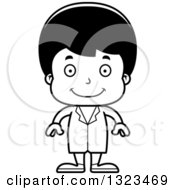 Poster, Art Print Of Cartoon Black And White Happy Hispanic Boy Doctor