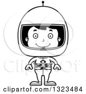 Poster, Art Print Of Cartoon Black And White Happy Hispanic Boy Astronaut