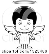 Poster, Art Print Of Cartoon Black And White Happy Hispanic Boy Angel