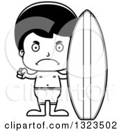 Poster, Art Print Of Cartoon Black And White Mad Hispanic Surfer Boy