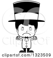 Lineart Clipart Of A Cartoon Black And White Mad Hispanic Boy Circus Ringmaster Royalty Free Outline Vector Illustration