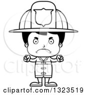Poster, Art Print Of Cartoon Black And White Mad Hispanic Boy Firefighter