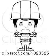 Poster, Art Print Of Cartoon Black And White Mad Hispanic Boy Construction Worker