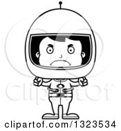 Poster, Art Print Of Cartoon Black And White Mad Hispanic Boy Astronaut