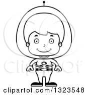 Poster, Art Print Of Cartoon Black And White Happy Futuristic Space Boy