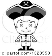 Lineart Clipart Of A Cartoon Black And White Happy Pirate Boy Royalty Free Outline Vector Illustration