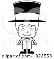 Lineart Clipart Of A Cartoon Black And White Happy Boy Circus Ringmaster Royalty Free Outline Vector Illustration