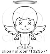 Poster, Art Print Of Cartoon Black And White Happy Boy Angel