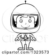 Poster, Art Print Of Cartoon Black And White Happy Boy Astronaut