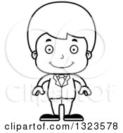 Poster, Art Print Of Cartoon Black And White Happy Boy Businessman