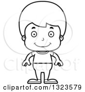 Lineart Clipart Of A Cartoon Black And White Happy Casual Boy Royalty Free Outline Vector Illustration