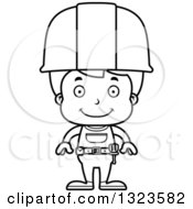 Poster, Art Print Of Cartoon Black And White Happy Boy Construction Worker