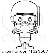 Poster, Art Print Of Cartoon Black And White Mad Boy In Snorkel Gear