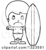 Poster, Art Print Of Cartoon Black And White Mad Surfer Boy
