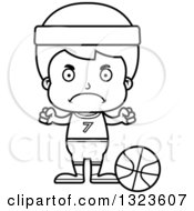 Poster, Art Print Of Cartoon Black And White Mad Boy Basketball Player