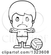 Poster, Art Print Of Cartoon Black And White Mad Boy Beach Volleyball Player