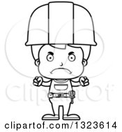 Poster, Art Print Of Cartoon Black And White Mad Boy Construction Worker