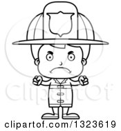 Poster, Art Print Of Cartoon Black And White Mad Boy Firefighter