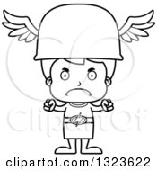 Lineart Clipart Of A Cartoon Black And White Mad Hermes Boy Boy Royalty Free Outline Vector Illustration
