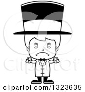 Lineart Clipart Of A Cartoon Black And White Mad Boy Circus Ringmaster Royalty Free Outline Vector Illustration