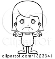 Outline Clipart Of A Cartoon Black And White Mad Girl Swimmer Royalty Free Lineart Vector Illustration