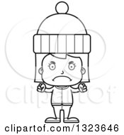 Poster, Art Print Of Cartoon Black And White Mad Girl In Winter Clothes