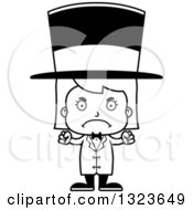 Outline Clipart Of A Cartoon Black And White Mad Girl Circus Ringmaster Royalty Free Lineart Vector Illustration