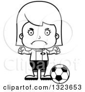 Poster, Art Print Of Cartoon Black And White Mad Girl Soccer Player