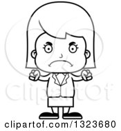 Poster, Art Print Of Cartoon Black And White Mad Business Girl