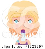 Poster, Art Print Of Avatar Of A Blond Haired Blue Eyed Caucasian Woman In Fitness Apparel Drinking From A Shaker Water Bottle