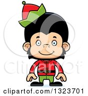 Poster, Art Print Of Cartoon Happy Christmas Elf Chimpanzee Monkey