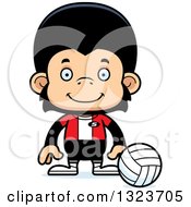 Clipart Of A Cartoon Happy Chimpanzee Monkey Volleyball Player Royalty Free Vector Illustration
