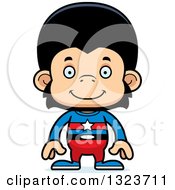 Clipart Of A Cartoon Happy Chimpanzee Monkey Super Hero Royalty Free Vector Illustration