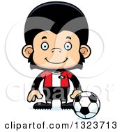 Poster, Art Print Of Cartoon Happy Chimpanzee Monkey Soccer Player
