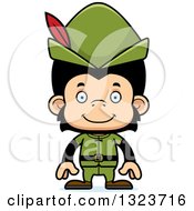 Clipart Of A Cartoon Happy Robin Hood Chimpanzee Monkey Royalty Free Vector Illustration