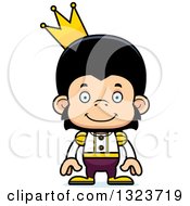 Clipart Of A Cartoon Happy Chimpanzee Monkey Prince Royalty Free Vector Illustration