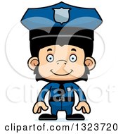 Clipart Of A Cartoon Happy Chimpanzee Monkey Police Officer Royalty Free Vector Illustration