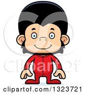 Clipart Of A Cartoon Happy Chimpanzee Monkey Wearing Pjs Royalty Free Vector Illustration