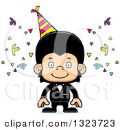 Clipart Of A Cartoon Happy Party Chimpanzee Monkey Royalty Free Vector Illustration