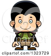 Clipart Of A Cartoon Happy Chimpanzee Monkey Hiker Royalty Free Vector Illustration