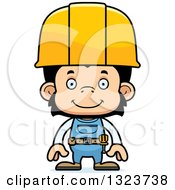 Clipart Of A Cartoon Happy Chimpanzee Monkey Construction Worker Royalty Free Vector Illustration