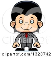 Clipart Of A Cartoon Happy Business Chimpanzee Monkey Royalty Free Vector Illustration