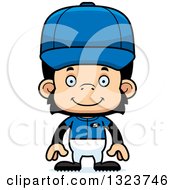 Poster, Art Print Of Cartoon Happy Chimpanzee Monkey Baseball Player