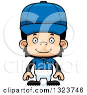 Clipart Of A Cartoon Happy Chimpanzee Monkey Baseball Player Royalty Free Vector Illustration